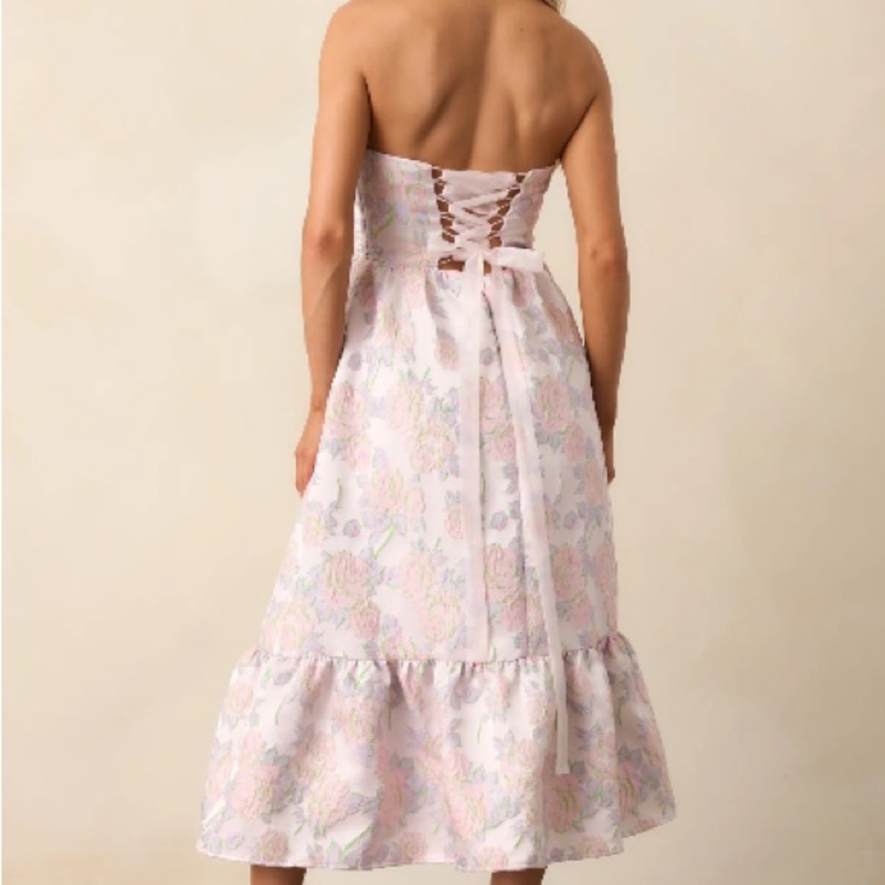 Floral Strapless Midi Dress - Pink- Brand New - Picture 4 of 6